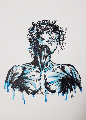 Sebastian<br />ink, watercolor on paper, 21x29 cm, 2020