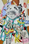 <b>Monkey Jam</b><br />Pencil, acrylic on canvas, 100x66 cm, 2013