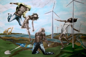 <b>Persephone's abduction</b><br />pencil, watercolor, acryl, oil on canvas, 115x75 cm, 2011-2012
