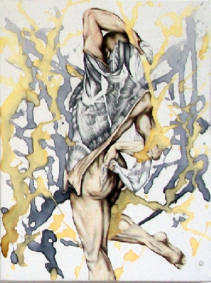 <b>Undressed up</b><br />pencil, acryl, oil on canvas, 70x90 cm, 2012