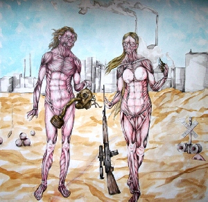 <b>Adam and Eve</b><br />pencil, watercolor on paper, 70x75 cm, 2011