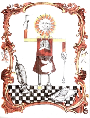 <b>Sun</b><br />pencil, watercolor, acrylic on paper,  14x18 cm, 2020