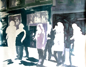 <b>Shadows of Antwerpen</b><br />oil on canvas, 87x70 cm,  2011