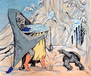<b>Time of pleasure</b><br />acryl, watercolor, ink, marker on canvas, 95x80 cm, 2015