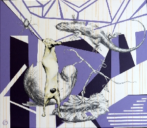 <b>Milo</b><br />pencil, acrylic, oil on canvas, 70x80 cm, 2013
