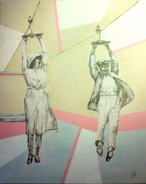 <b>Attraction</b><br />from series Unrealized desire, pencil, watercolor on canvas, 50x60 cm, 2012